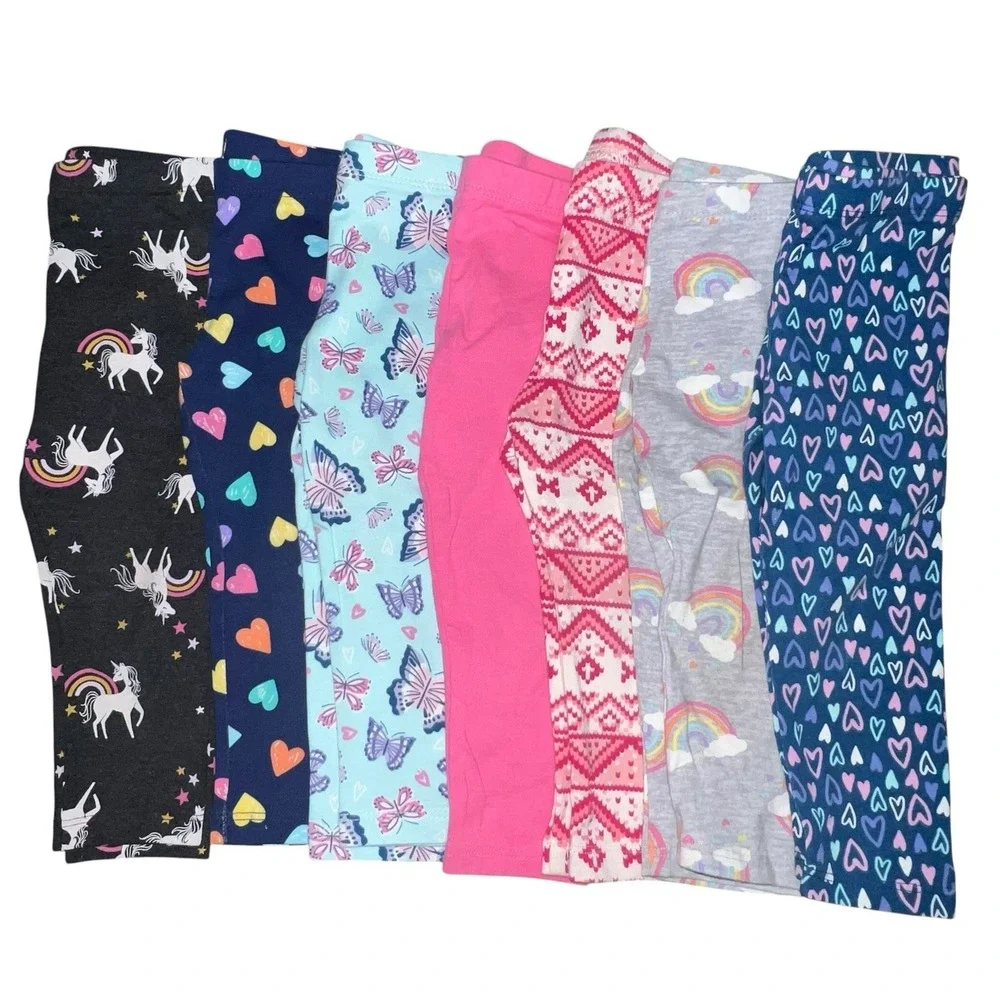 Set Of 7 Toddler Girls Leggings Size 18-24M Multicolor Butterfly Unicorn Hearts